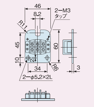 モーターローラ単体　取付金具/取付け方法　φ42.7端子台図面