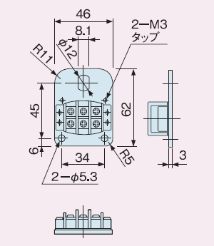 モーターローラ単体　取付金具/取付け方法　φ57（PSS-V除く）・φ60.5端子台図面