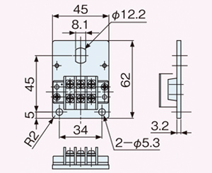 モーターローラ単体　取付金具/取付け方法　φ57　PSS-V端子台図面